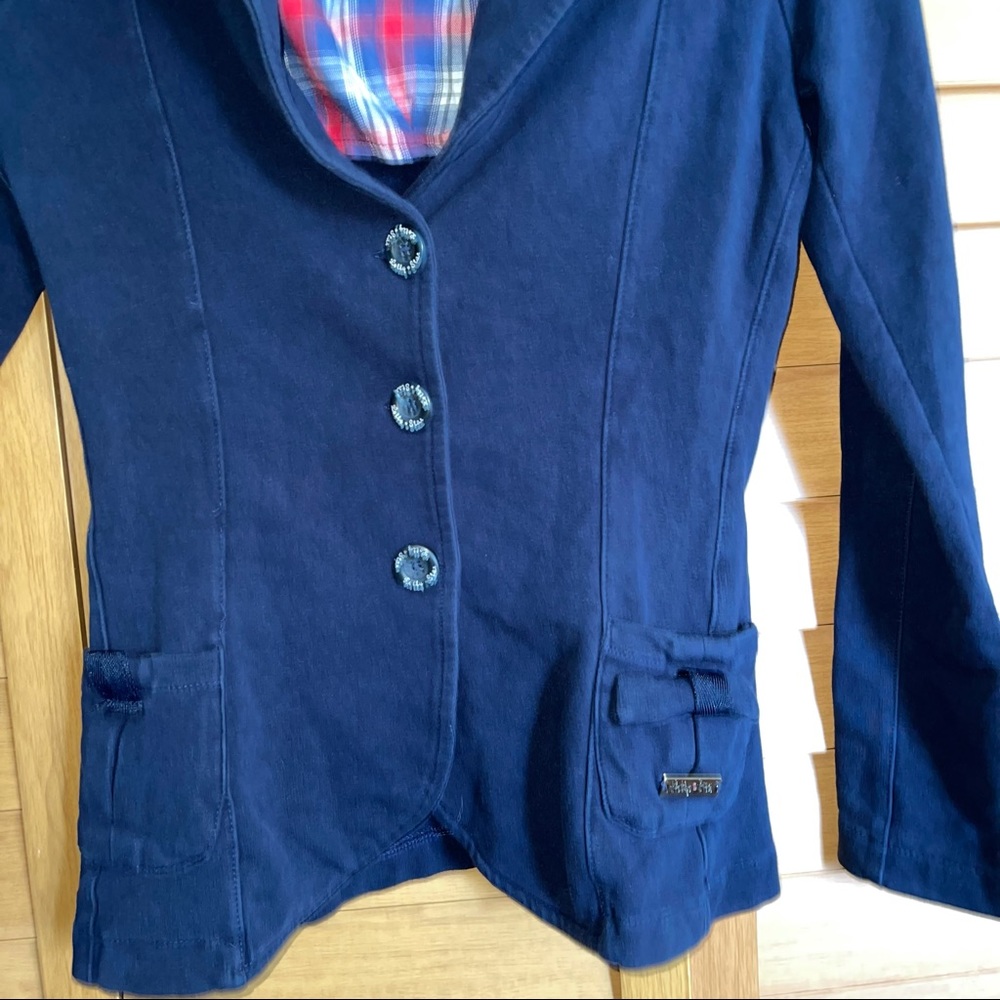 ** Must Bundle** Lolly Star Blue Cotton Designer Bow TV Star Coat Blazer Jacket - Picture 11 of 11
